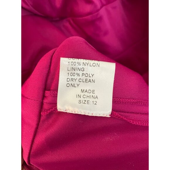 Tadashi Shoji Collection Pink Silk Halter Dress Beaded Sequin Lace Lined Fuchsia - Picture 6 of 6